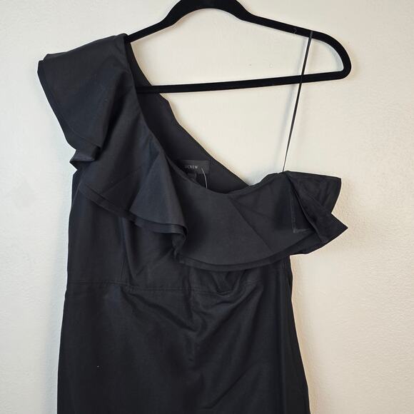 J Crew Dress Women's 8 Black Silk Blend One Shoulder Dark Romantic Feminine NEW - Picture 3 of 11